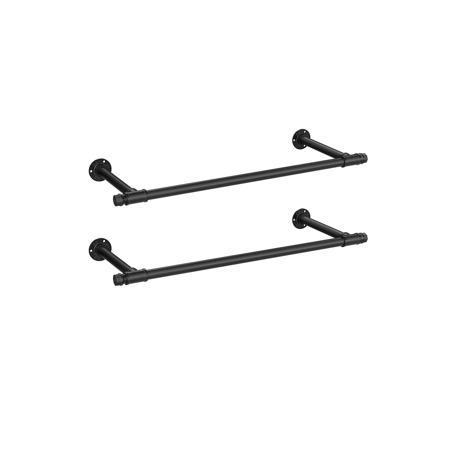 Kleiderstange für die Wand 2er Set 30 x 84 x 7 cm schwarz
