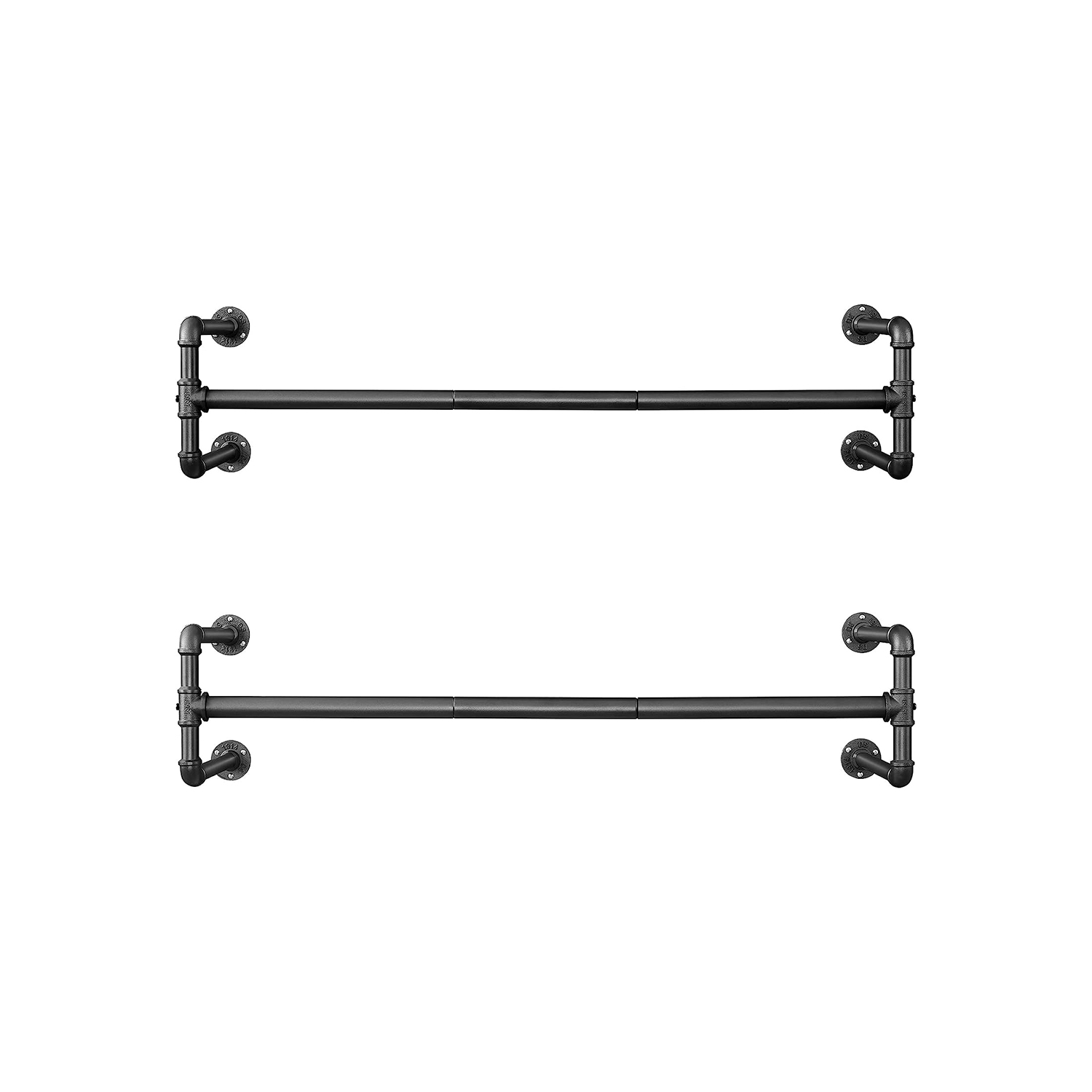 SONGMICS Wandgarderobe schwarz Metall 112,0 x 29,3 cm, 2 St.