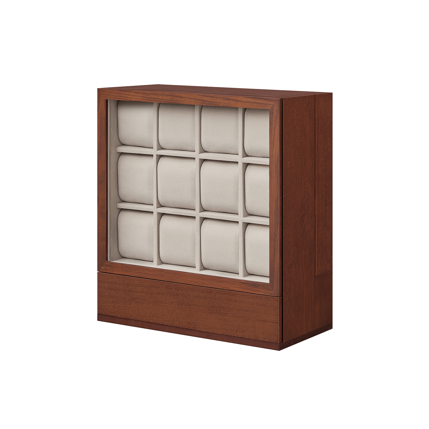 Uhrenbox 12 Fächer mit Fenster Geschenkidee kaffeebraun