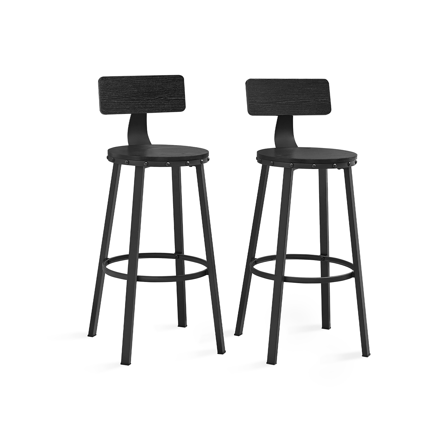 Barhocker 2er Set Industrie-Design ebenholzschwarz