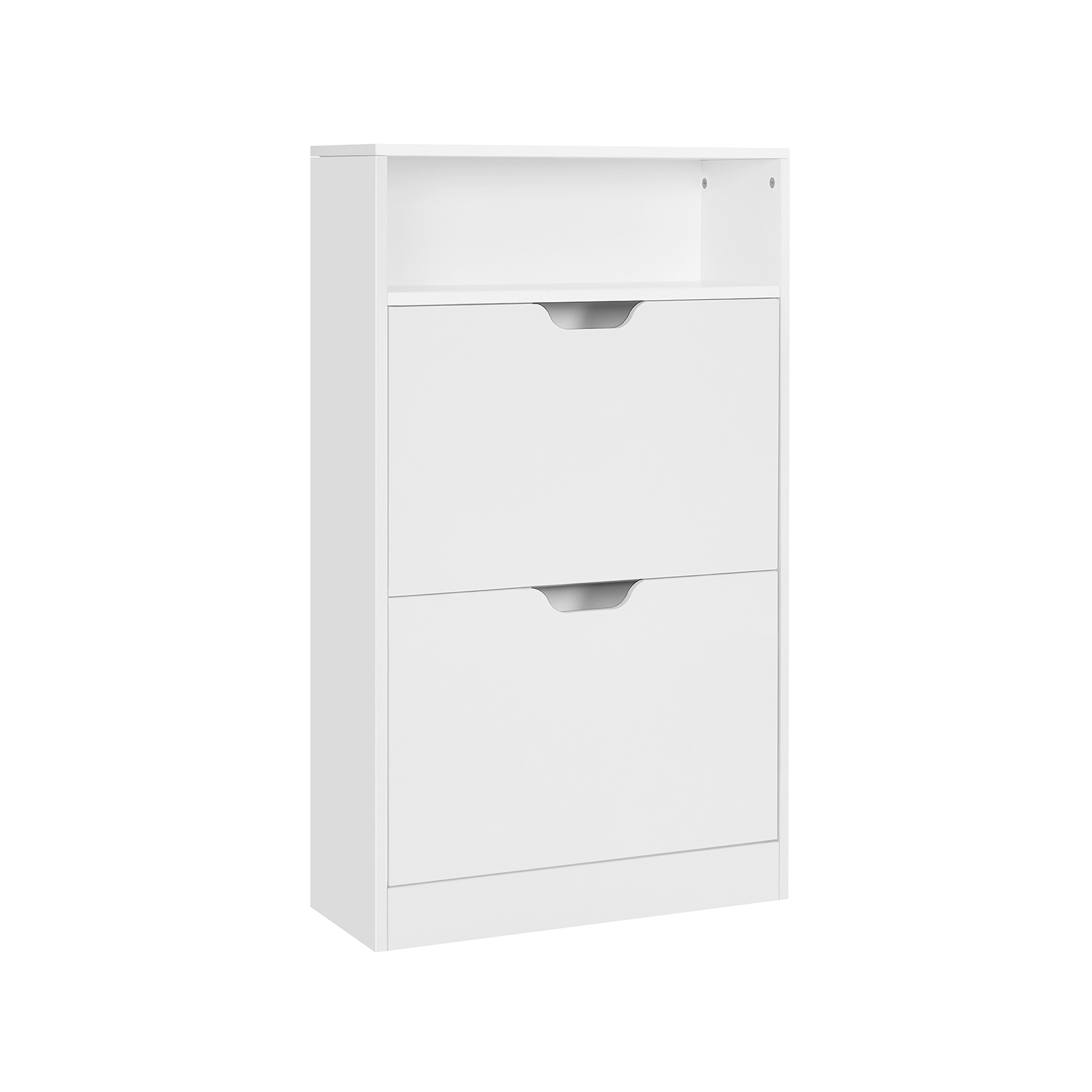 VASAGLE CUSTOS Kollektion - Schuhschrank, Schuhkipper, Schuhaufbewahrung, offenes Fach, Trennwand verstellbar, 2 Klappen, 24 x 60 x 102 cm, 10-12 Paar Schuhe, wolkenweiß LBC040W01