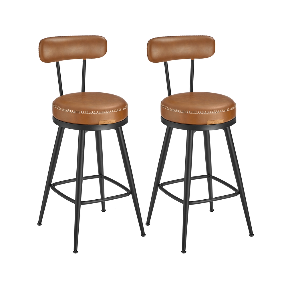 EKHO Kollektion - Barhocker 2er Set aus Kunstleder karamellbraun