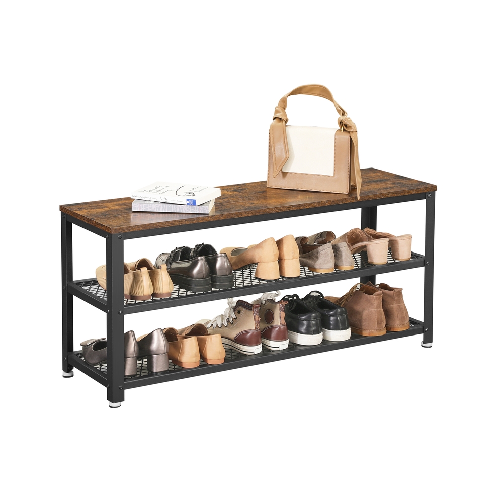 VASAGLE Sitzbank LBS078B01 braun, schwarz Holz 100,0 cm
