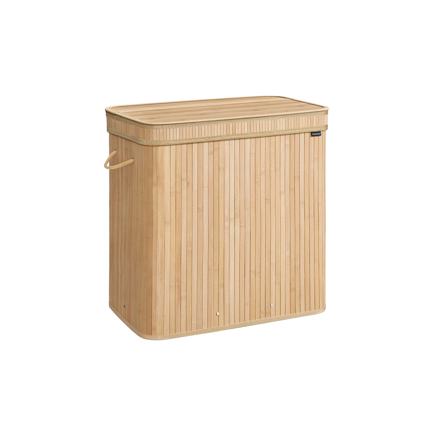 Wäschekorb mit Deckel aus Bambus 150 Liter naturbeige