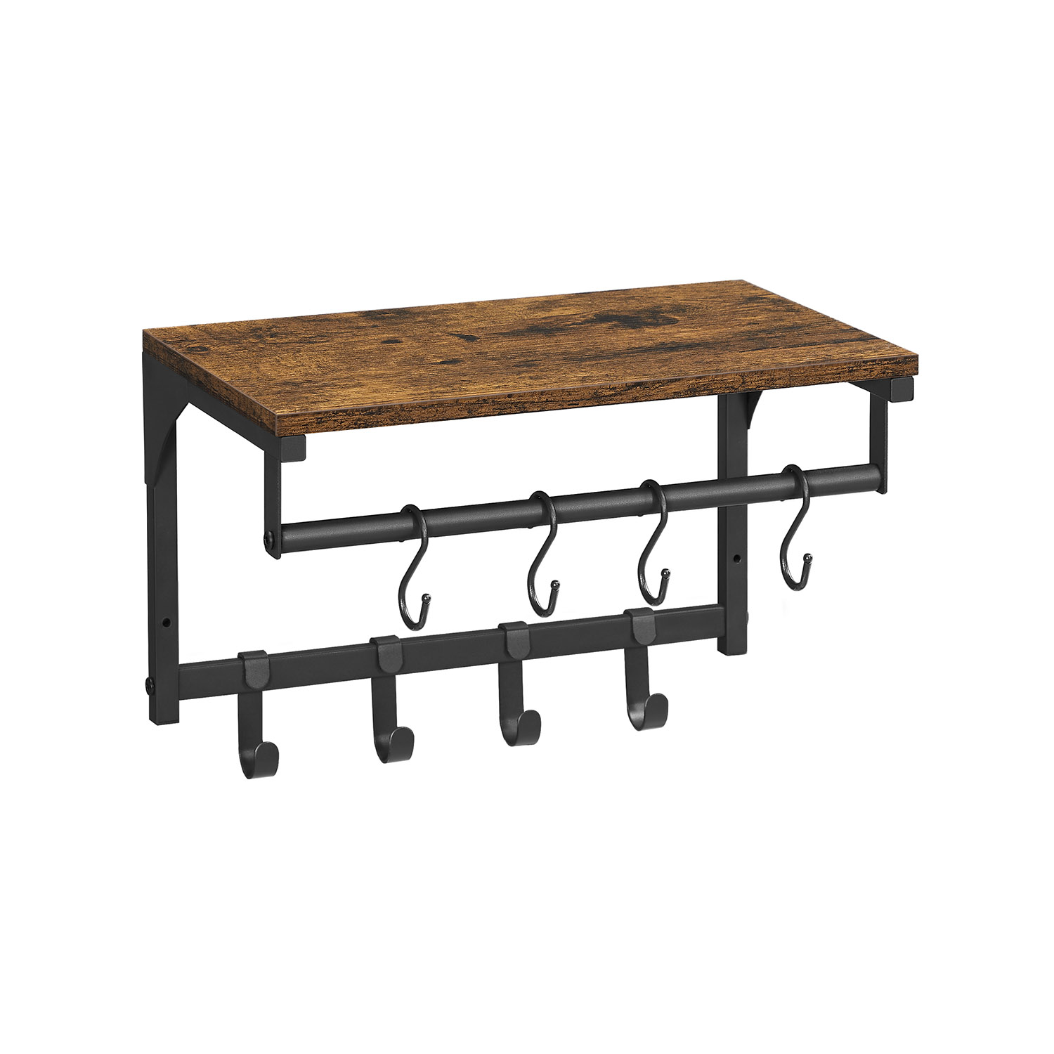 VASAGLE Wandgarderobe braun Holz 8 Haken 40,0 x 24,0 cm, 1 St.