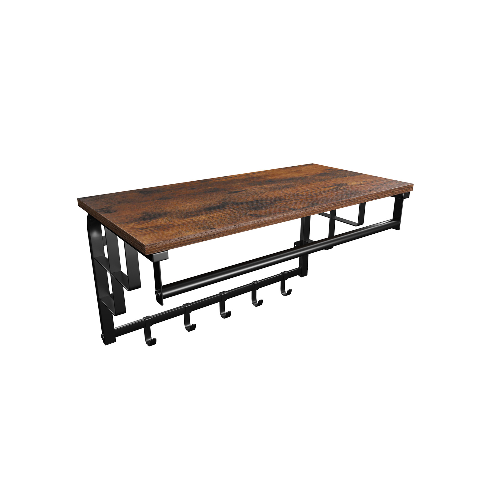 VASAGLE Wandgarderobe LCR12BX braun Metall 5 Haken 66,0 x 27,0 cm, 1 St.