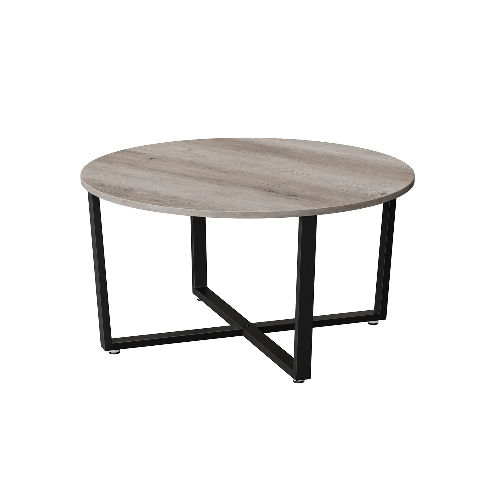 Vasagle Couchtisch rund Wohnzimmertisch Sofatisch Kaffeetisch stabiles Stahlgestell einfacher Aufbau Industrie-Design greige-schwarz von