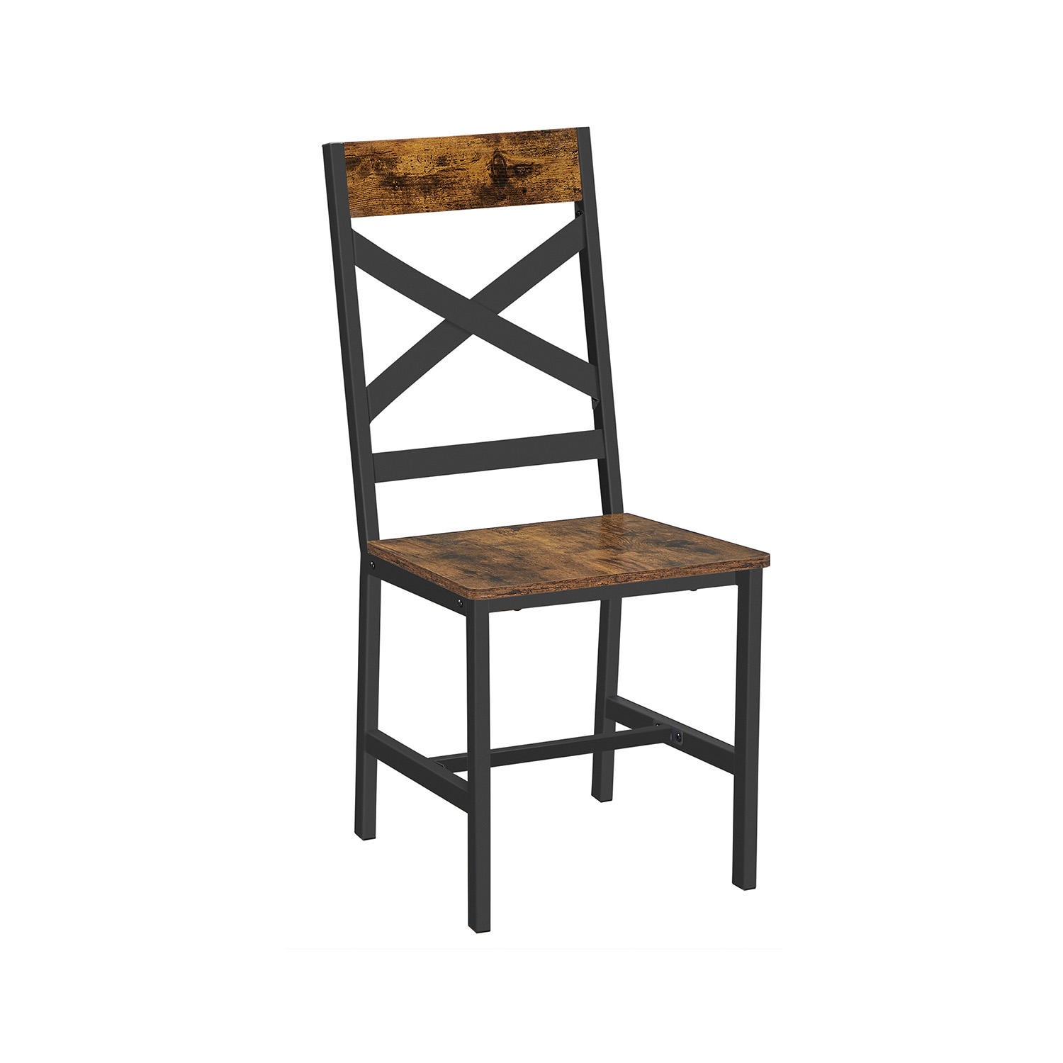 Vasagle Esszimmerstühle 2er Set Küchenstühle mit Metallgestell ergonomisch Industrie-Design für Esszimmer und Küche vintagebraun-schwarz