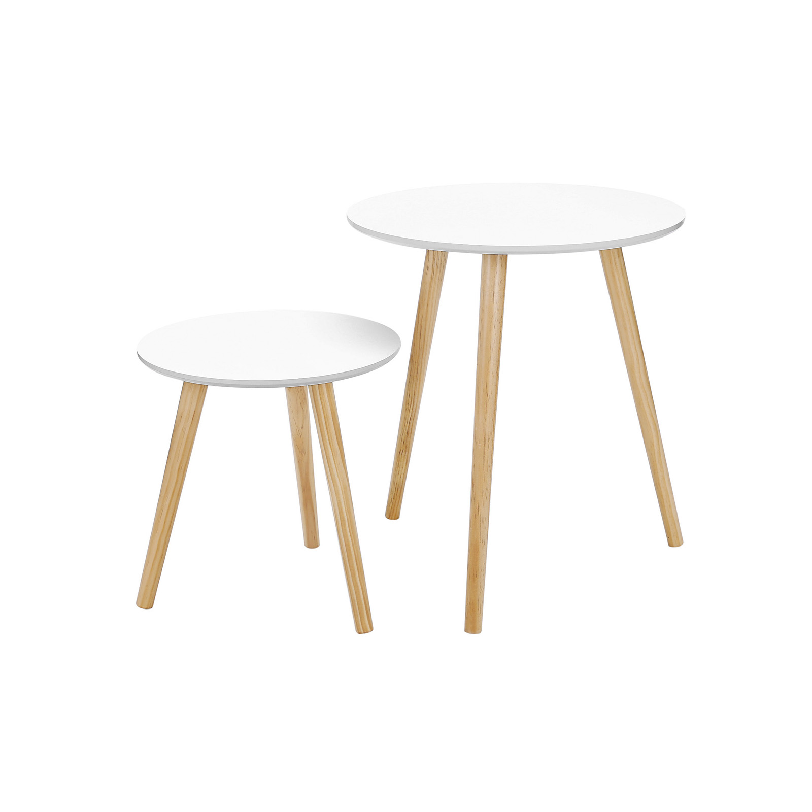 VASAGLE Beistelltische-Set rund MDF-Platte weiß, 2 St.