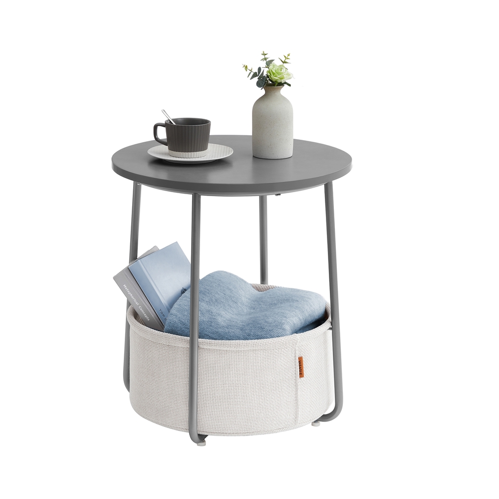 VASAGLE Beistelltisch rund Spanplatte grau 45,0 x 45,0 x 50,0 cm, 1 St.