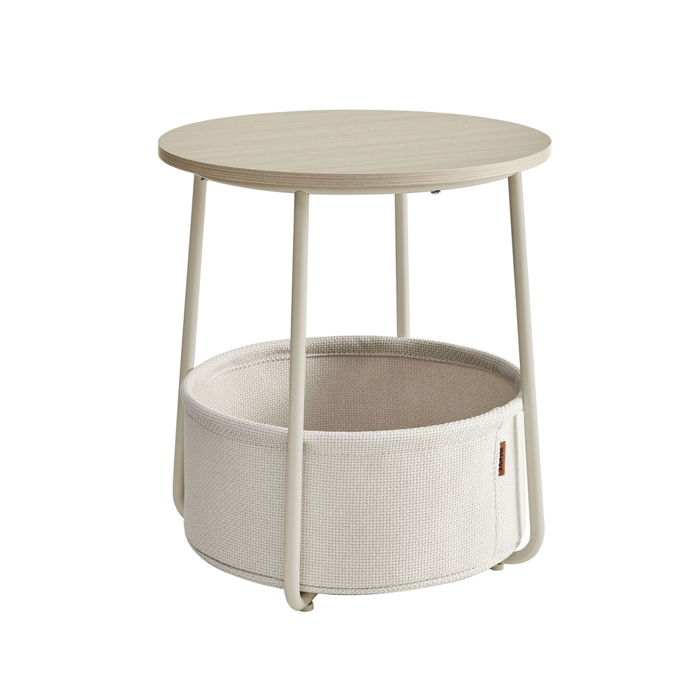 VASAGLE Beistelltisch rund Spanplatte creme 45,0 x 45,0 x 50,0 cm, 1 St.