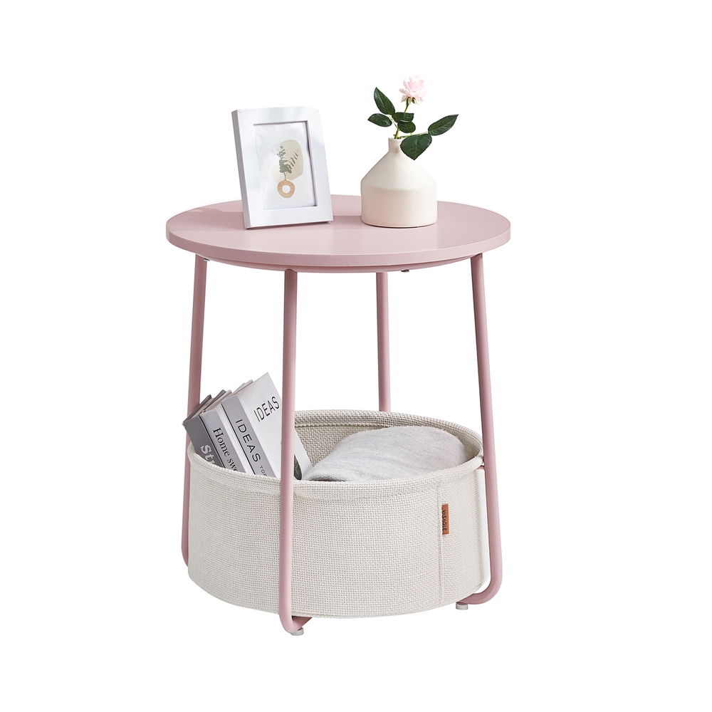VASAGLE Beistelltisch rund Spanplatte rosa 45,0 x 45,0 x 50,0 cm, 1 St.