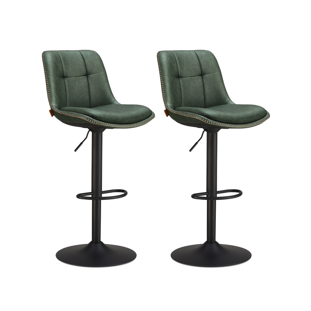 VASAGLE Barhocker 2er Set Barstühle höhenverstellbar drehbare Küchenhocker gesteppter PU-Bezug mit Rückenlehne und Fußstütze Esszimmer Theke