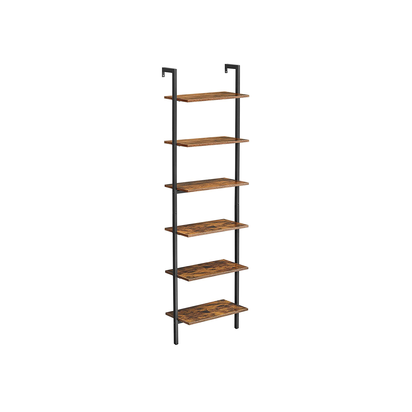 Leiterregal 6-stufiges Bücherregal Wandregal für Wohnzimmer Büro Küche Schlafzimmer 60 x 30 x 2048 cm industriell rustikal braun und schwarz