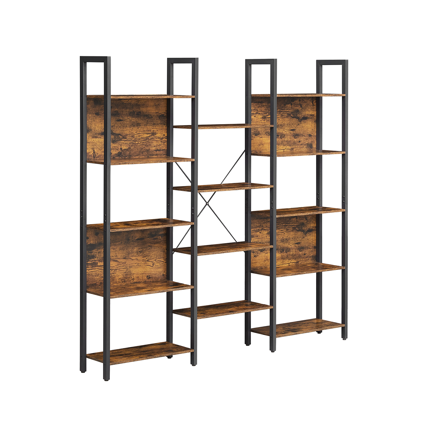Regal 14 Ebenen Industrial-Stil - L158 x H166 cm - Schwarz - Calicosy