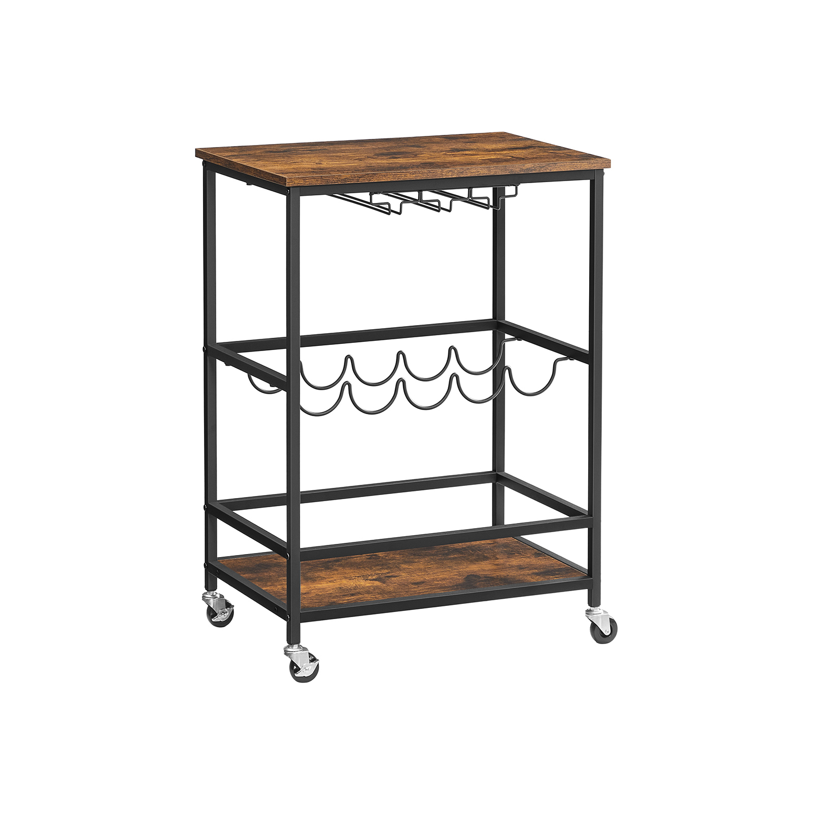 VASAGLE Servierwagen braun, schwarz 60,0 x 40,0 x 82,0 cm