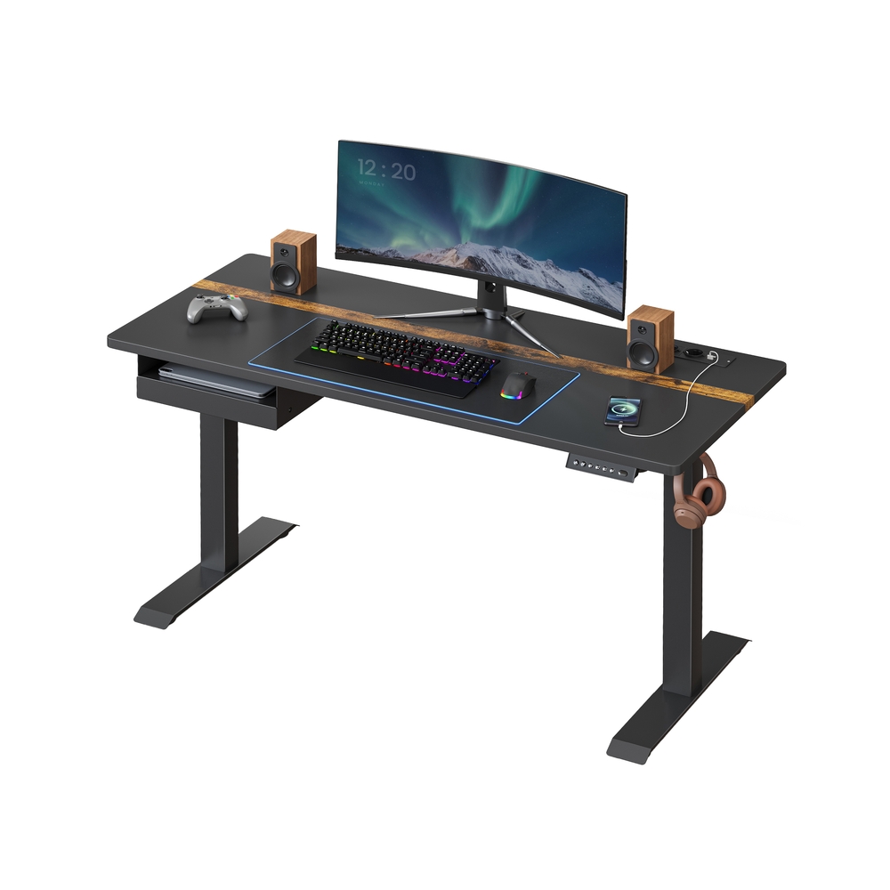 Höhenverstellbarer Schreibtisch 60 x 140 cm schwarz