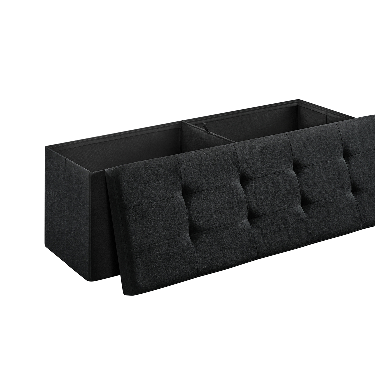 Sitzbank mit Stauraum 110 cm klappbare Sitztruhe Aufbewahrungsbox Fußbank schwarz