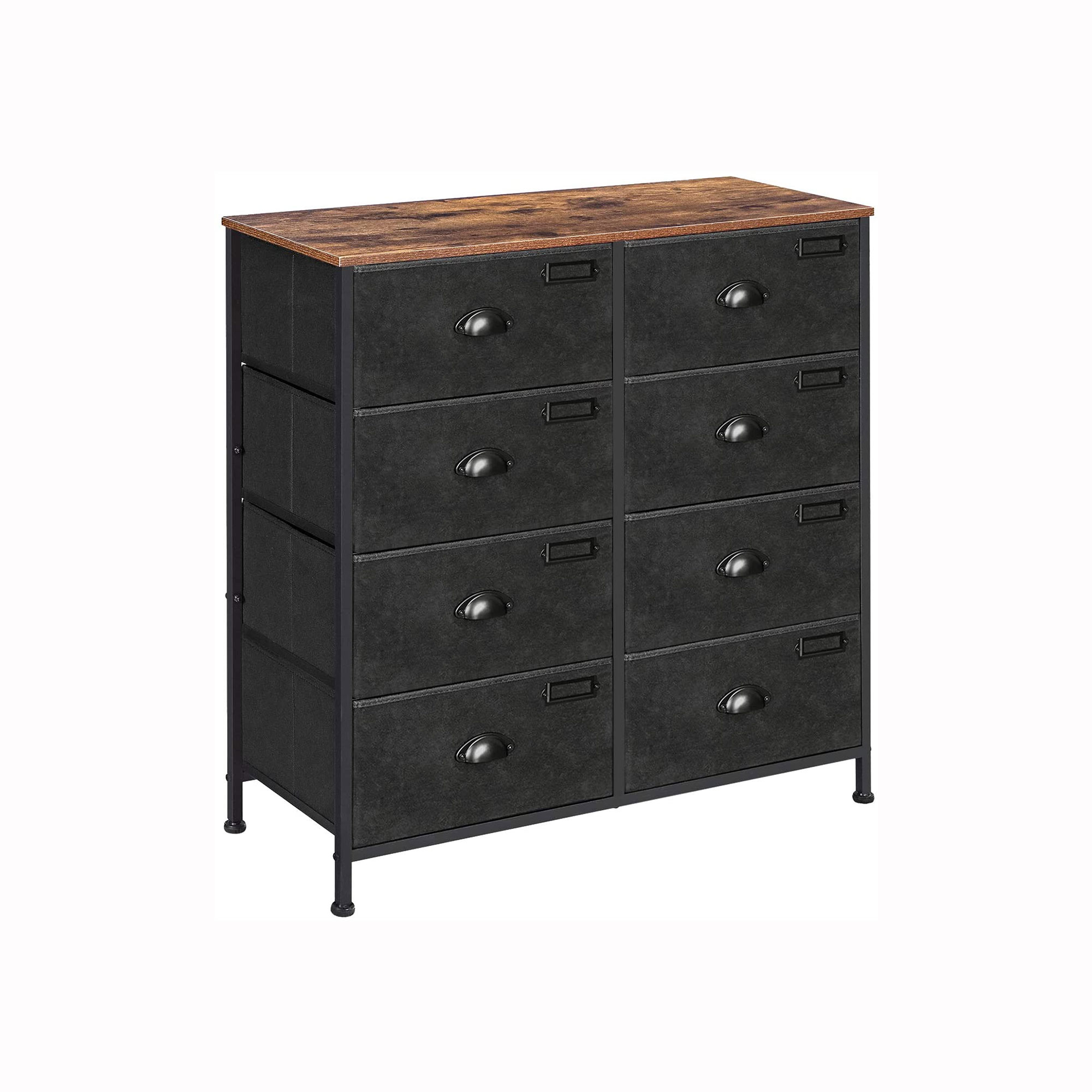 Kommode mit 8 Schubladen Vintagebraun-Schwarz