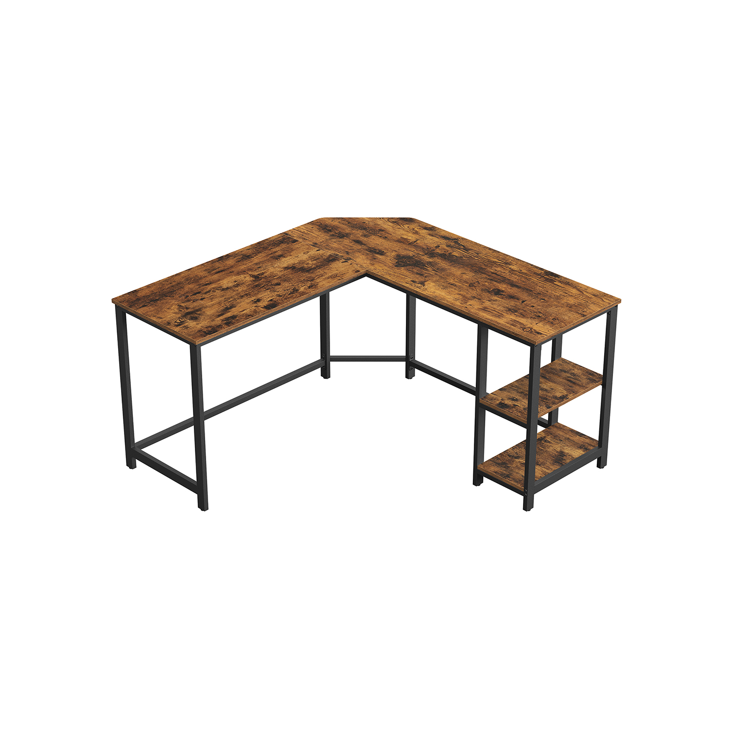 VASAGLE Schreibtisch braun L-Form, 8-Fuß-Gestell schwarz 88,0 / 138,0 x 49,0 cm