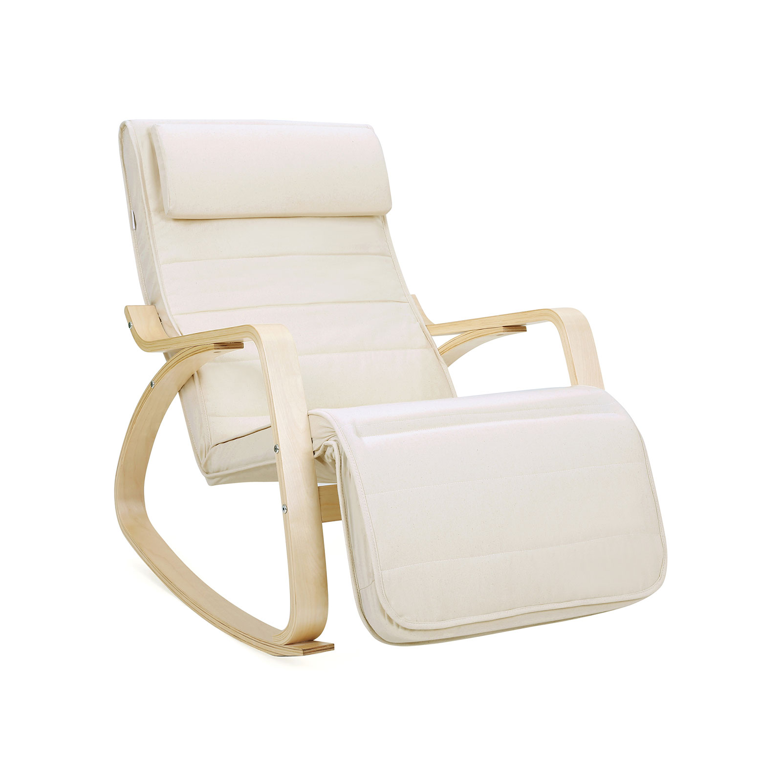 SONGMICS Schaukelstuhl beige braun Stoff 67,0 x 121,5 x 84,0 cm, 1 St.