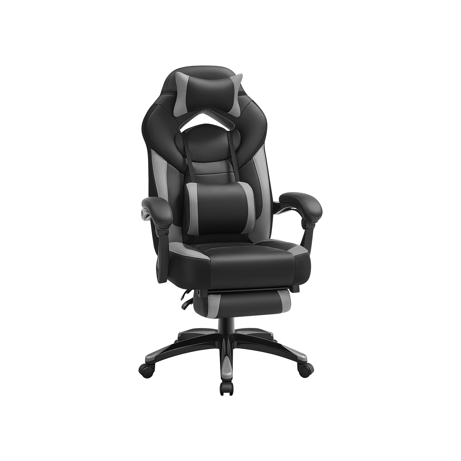 Songmics - Gaming Stuhl Bürostuhl mit Fußstütze Schreibtischstuhl ergonomisches Design verstellbare Kopfstütze Lendenstütze bis zu 150 kg
