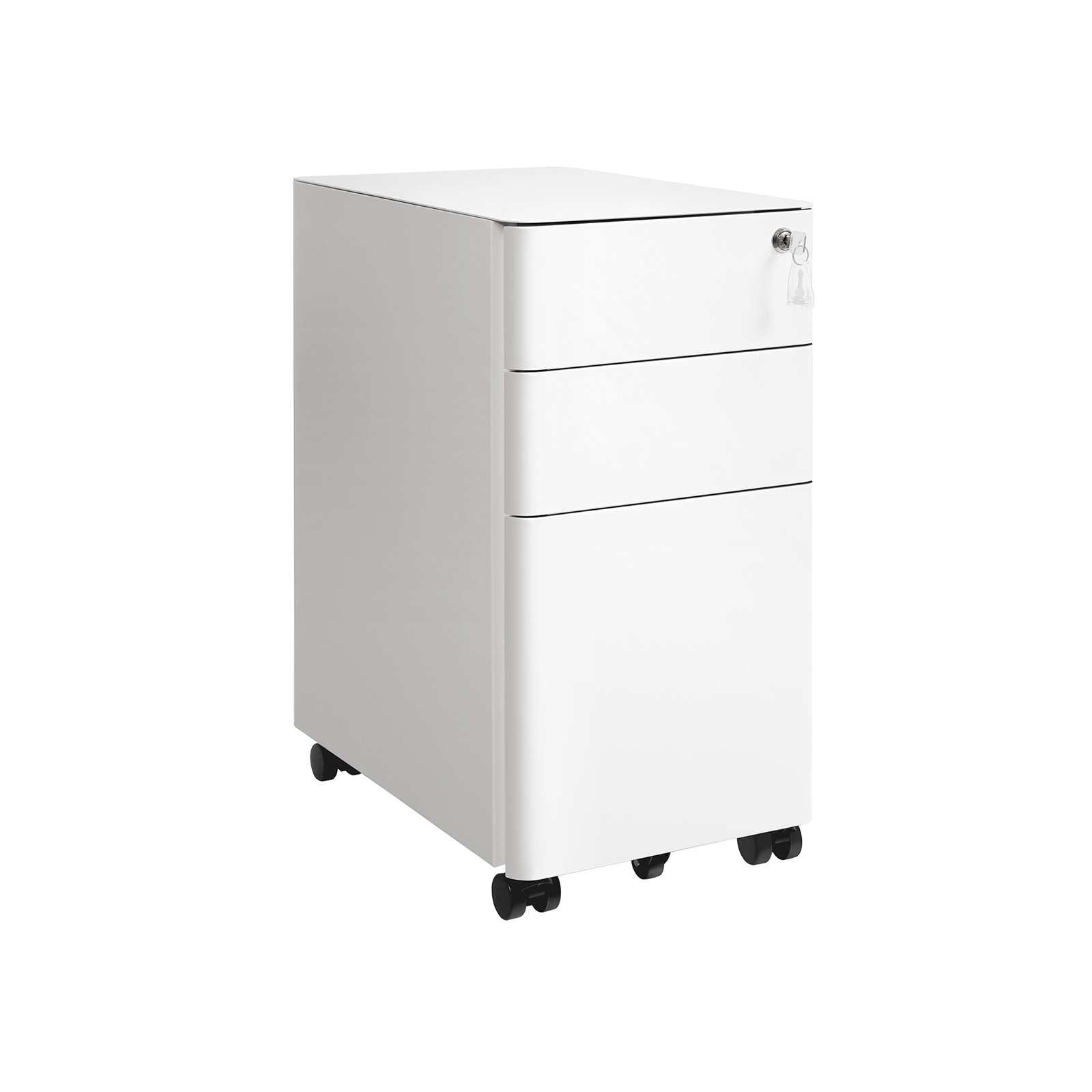 SONGMICS Rollcontainer weiß 3 Auszüge 30,0 x 46,0 x 59,2 cm
