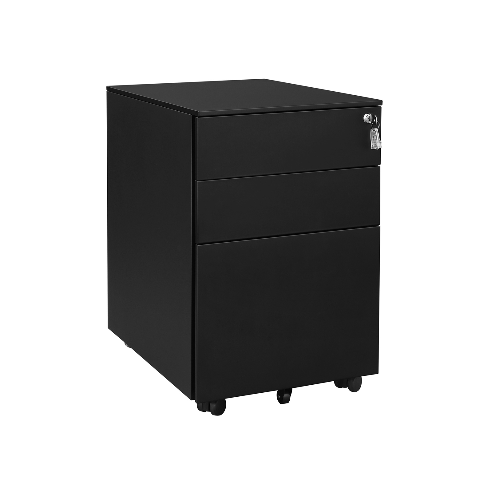 SONGMICS Rollcontainer schwarz 3 Auszüge 39,0 x 52,0 x 60,0 cm
