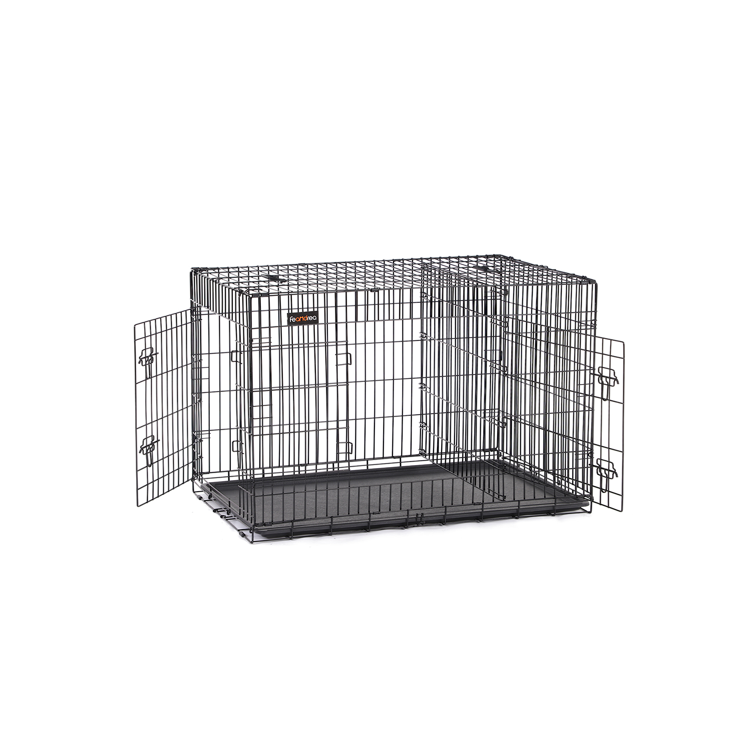FEANDREA Hundekäfig Hundebox 2 Türen 122 x 745 x 805 cm schwarz von PPD48BK - Schwarz