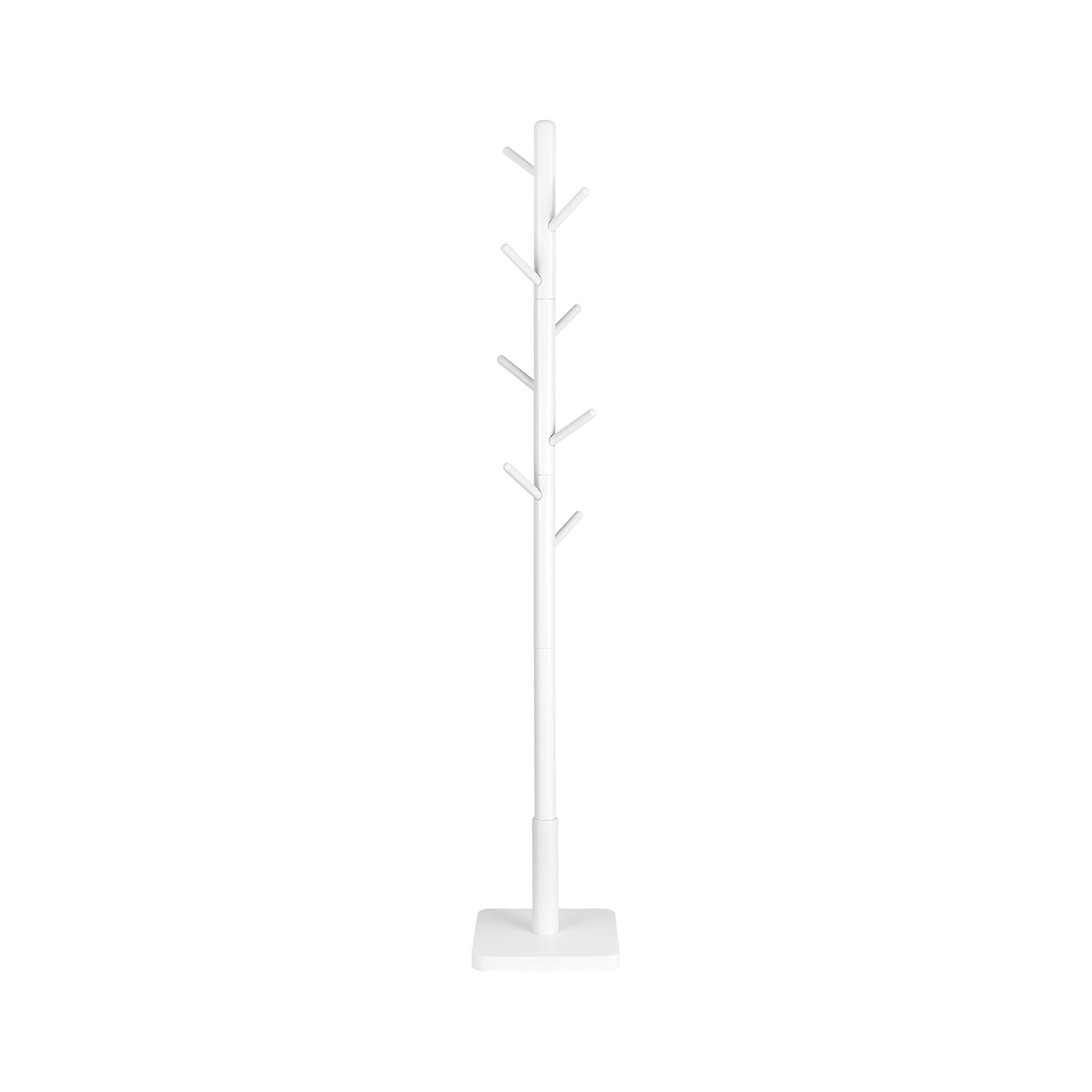 Garderobenständer aus weißem Gummibaumholz mit 8 Haken - H175 cm - Weiß - Calicosy