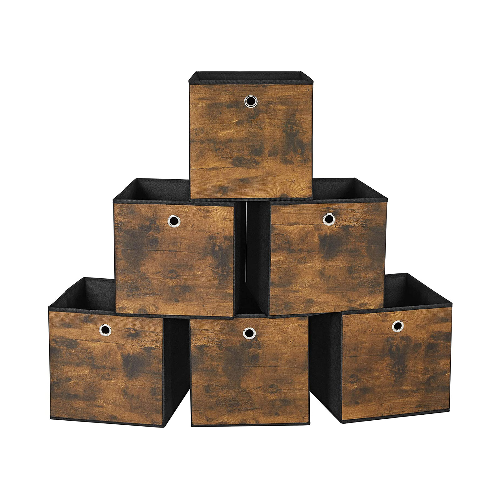 Aufbewahrungsbox 8er Set Stoffbox 30 x 30 x 30 cm vintagebraun-schwarz