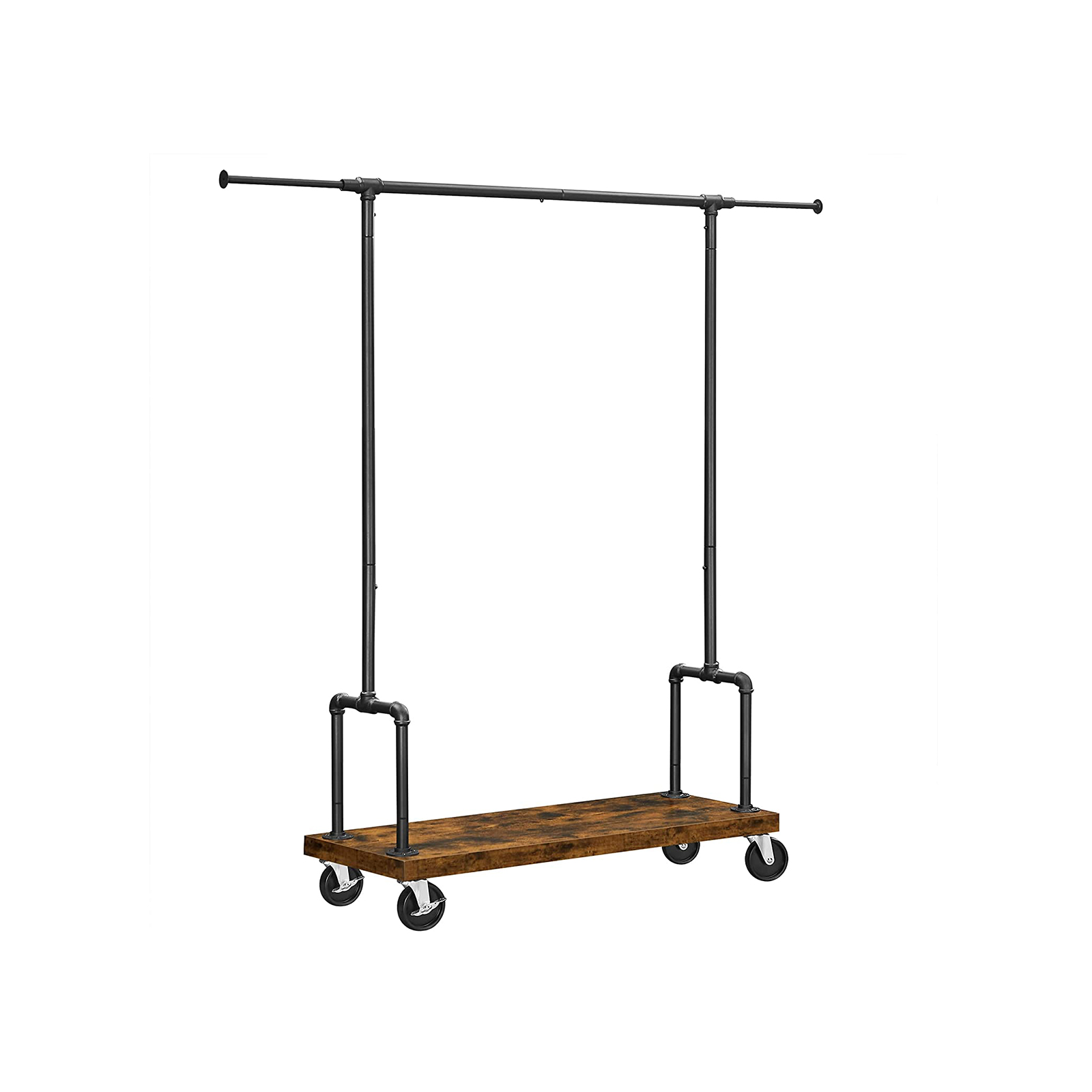 Vasagle Kleiderständer auf Rollen Garderobenständer mit Kleiderstange ausziehbar Flurgarderobe mit Ablage und Rädern Industrie-Design