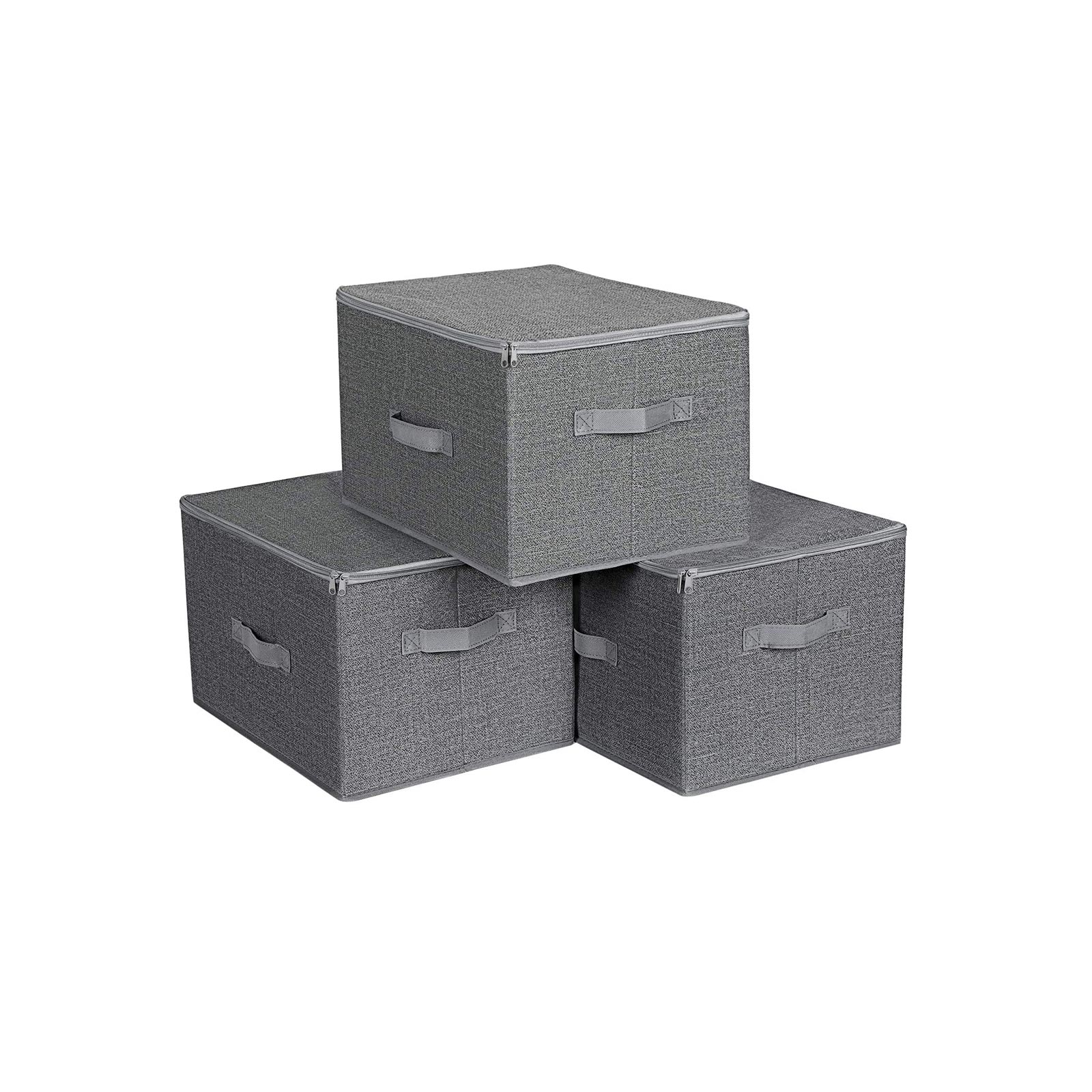 Faltbare graue Aufbewahrungsboxen mit Griffen und Deckel - L40 x H25 cm - Grau - Calicosy