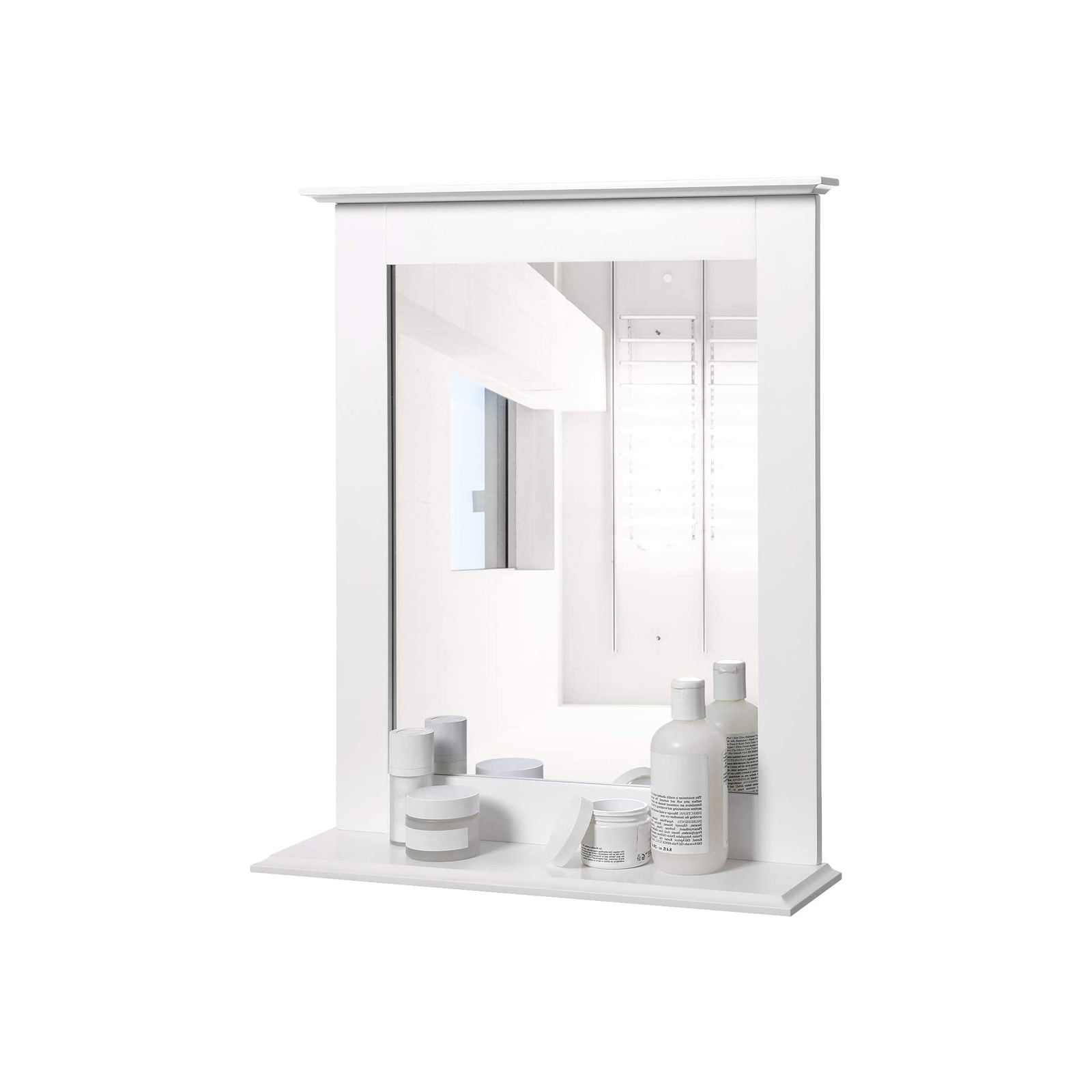 VASAGLE Wandspiegel, Badspiegel mit Ablage, Wandmontage, Schminkspiegel