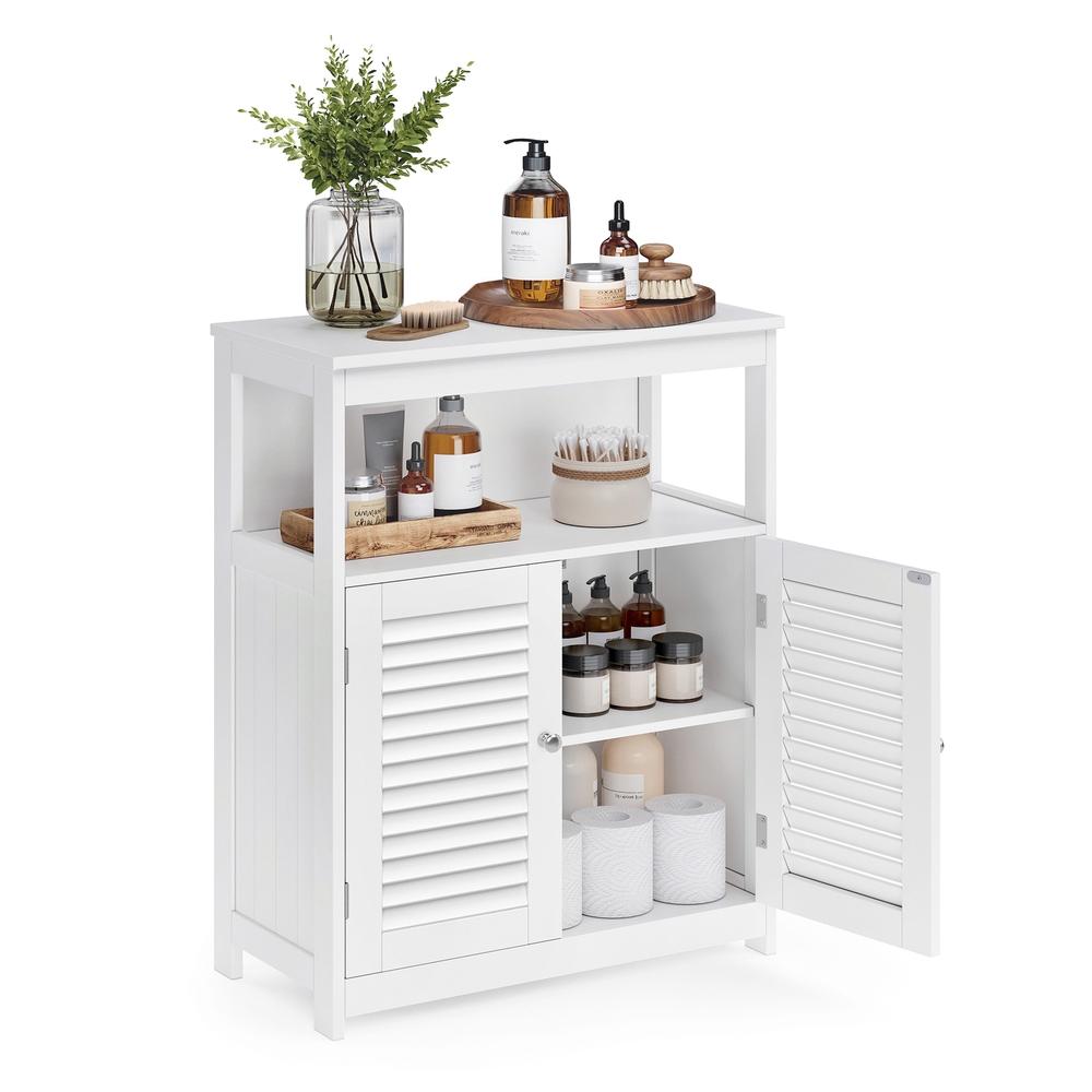 Badezimmerschrank Badschrank mit offenem Fach 2 Türen 30 x 60 x 80 cm weiß