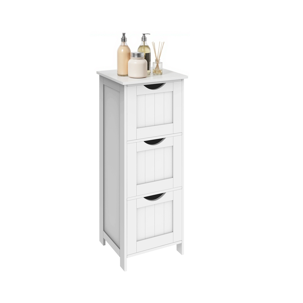 Vasagle Badezimmerschrank Aufbewahrungsschrank schmaler Badschrank mit 3 Schubladen 32 x 30 x 81 cm Badezimmer Wohnzimmer Schlafzimmer Küche