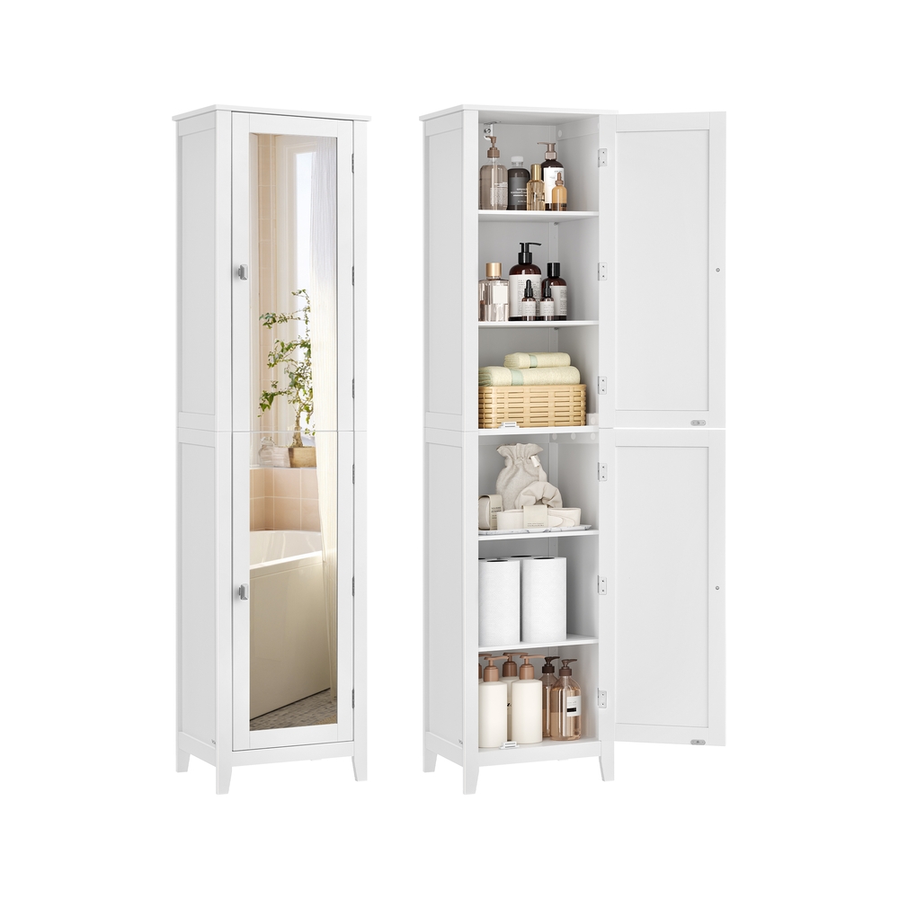 Badezimmerschrank mit Ganzkörperspiegel 30 x 40 x 160 cm wolkenweiß