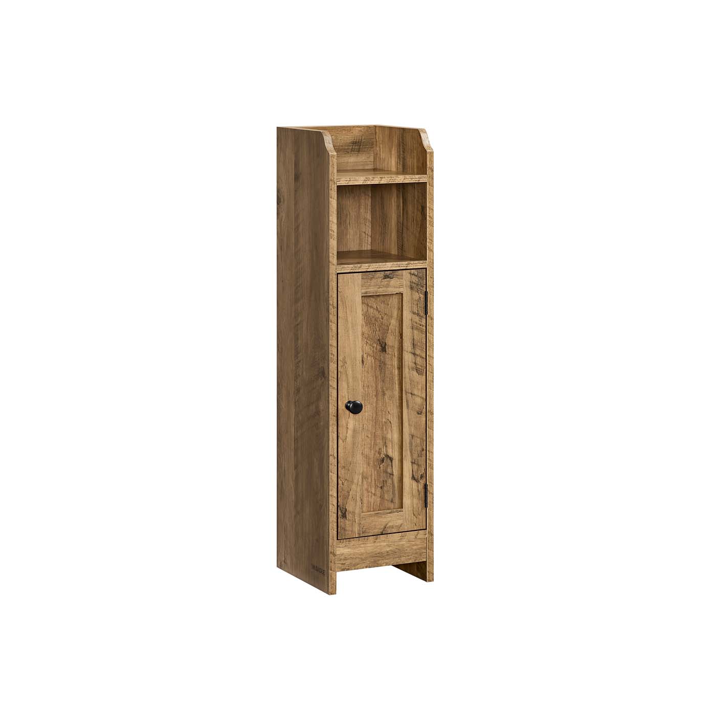 Schmaler Badezimmerschrank mit Tür und Regal für kleines Bad