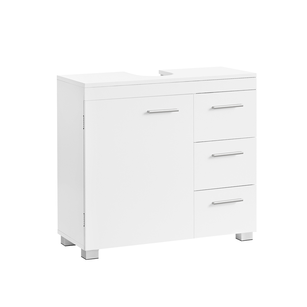 Waschbeckenunterschrank 30 x 70 x 64 cm mit 2 Fächern hinter der Tür wolkenweiß
