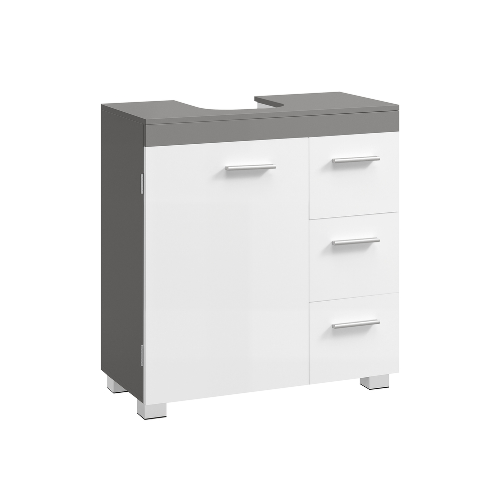 Waschbeckenunterschrank 30 x 60 x 64 cm mit 2 Fächern wolkenweiß-zementgrau