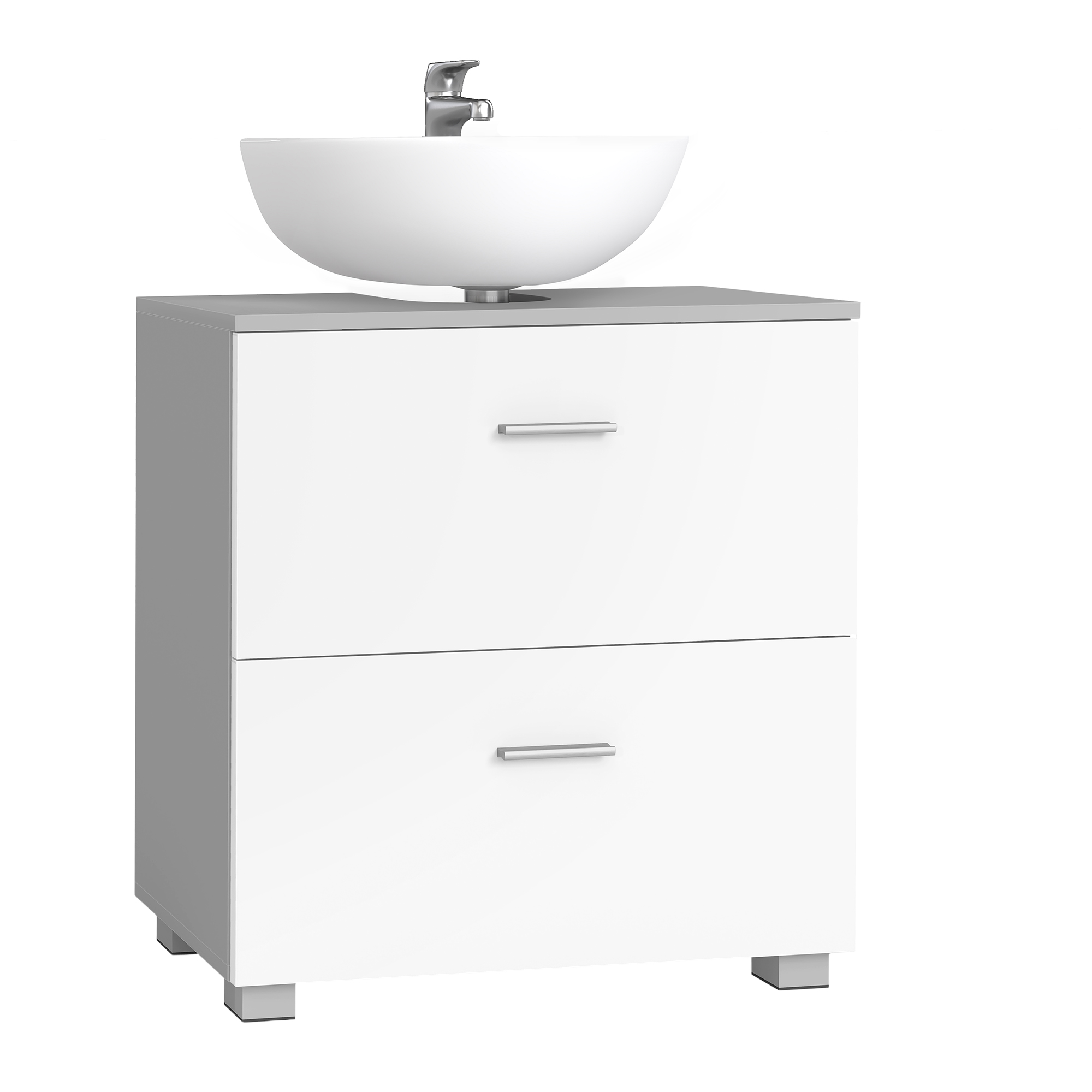 Kollektion - Waschbeckenunterschrank 30 x 60 x 63,8 cm mit 2 großen Schubladen Taubengrau-wolkenweiß
