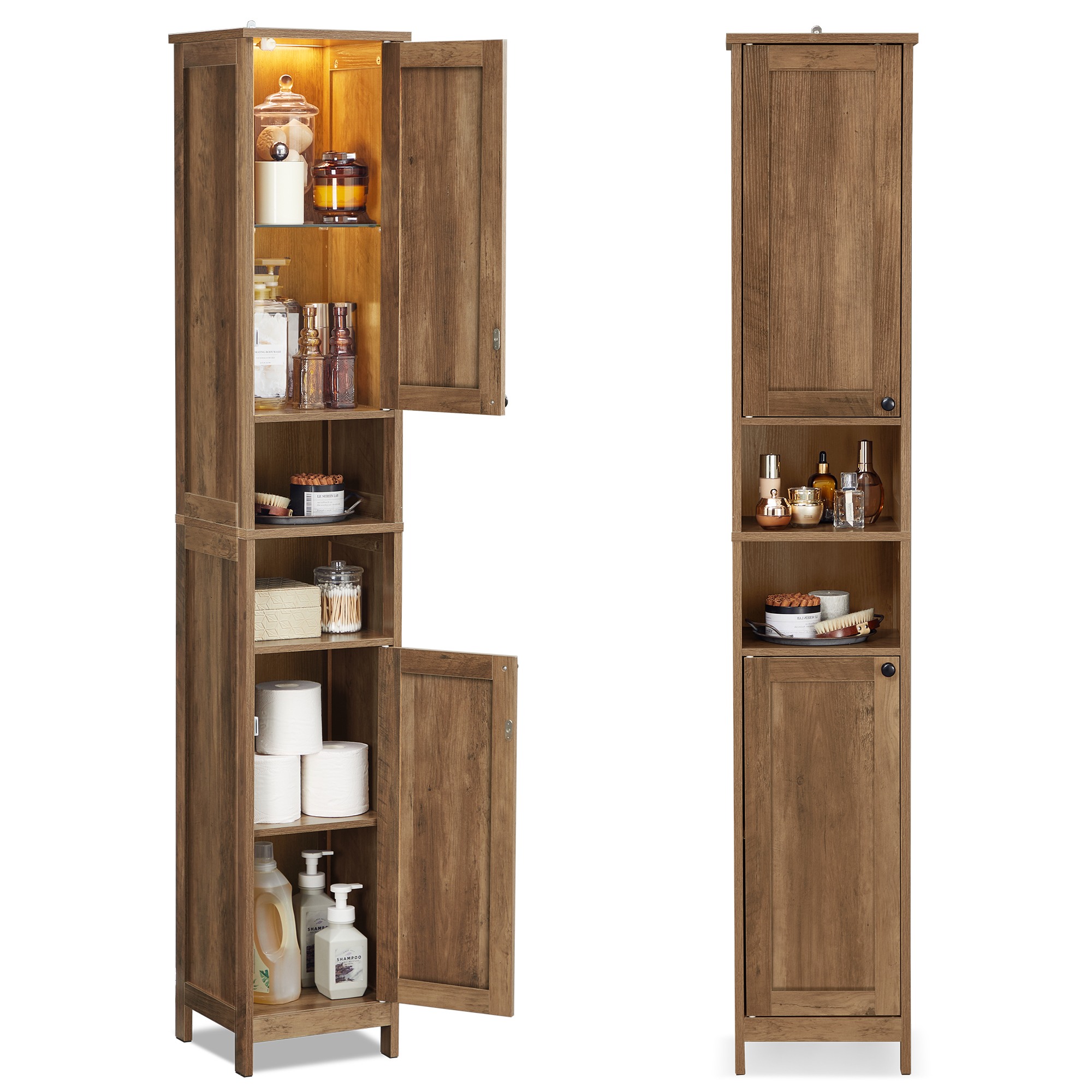 Badezimmerschrank honigbraun 30 cm hoch mit Beleuchtung