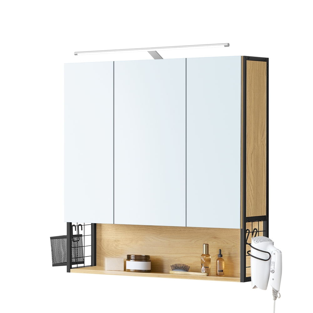 Badezimmerschrank mit LED-Beleuchtung, 14,5 x 70 x 70 cm