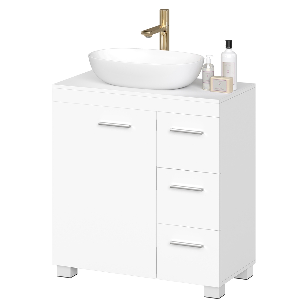 Badezimmerschrank, 30 x 60 x 64 cm, Waschbeckenunterschrank mit Füßen