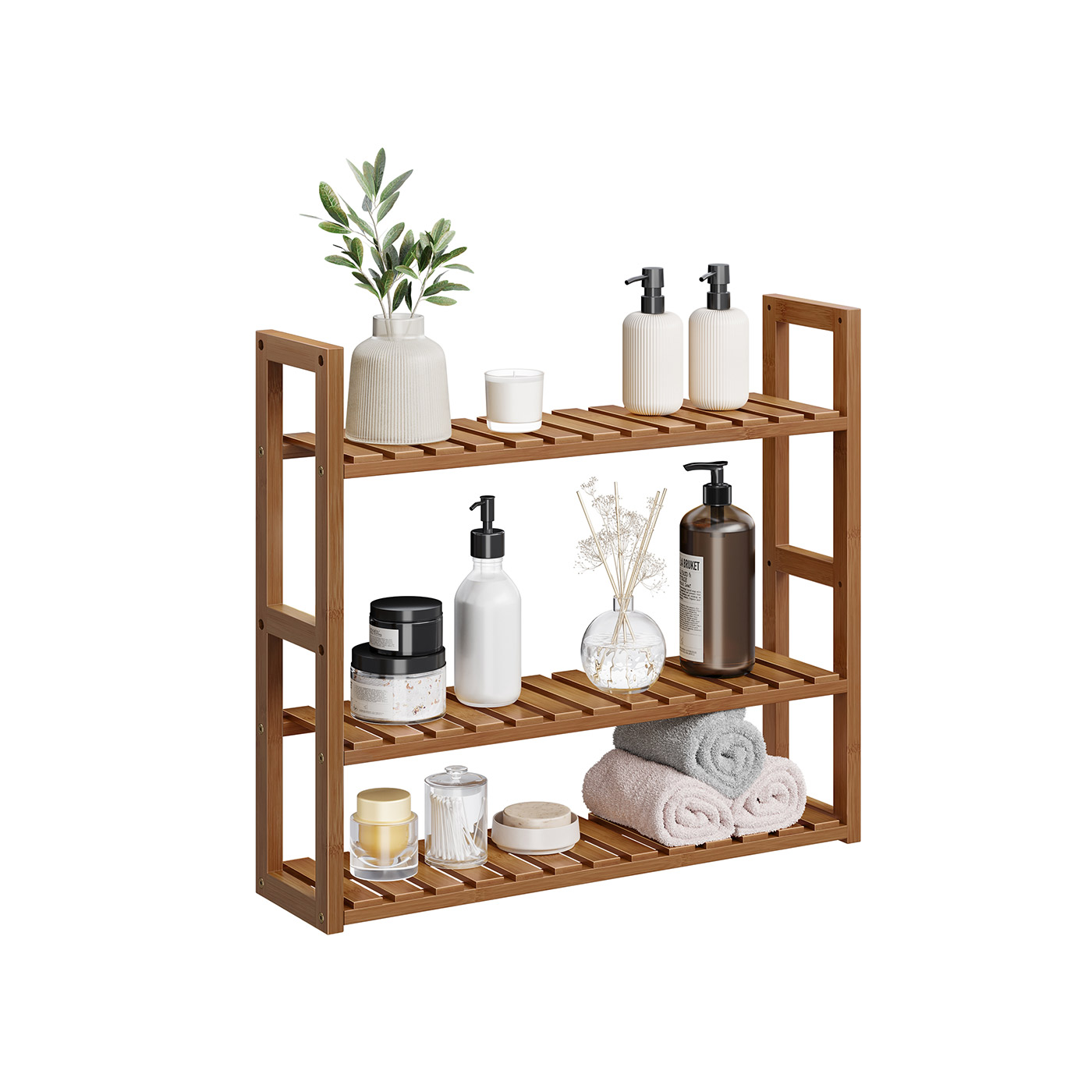 Badregal mit 3 verstellbaren Ablagen 15 x 60 x 54 cm, kaffeebraun