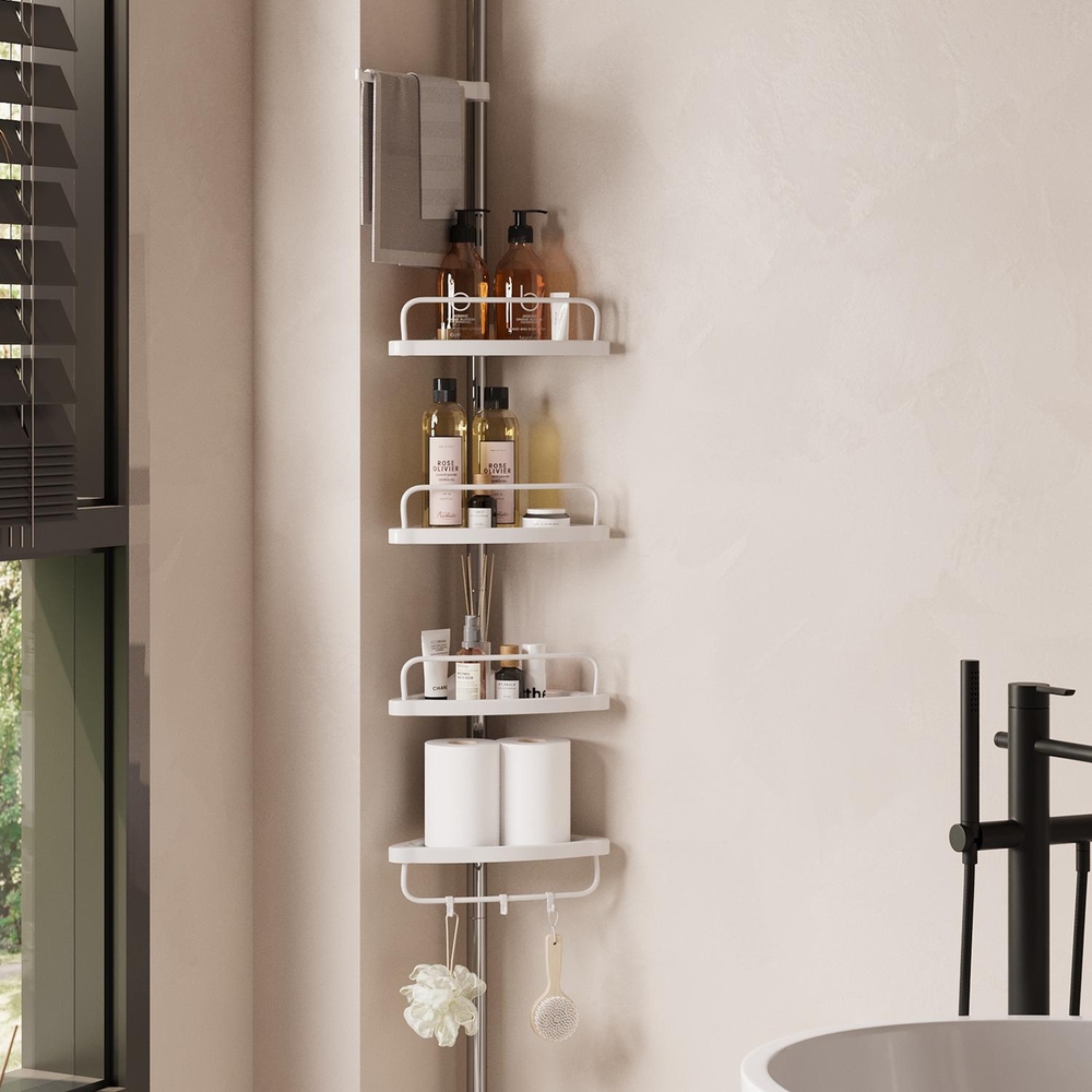 SONGMICS Teleskop-Duschregal BCB02SW weiß 25,0 x 35,0 x 85,0 - 300,5 cm