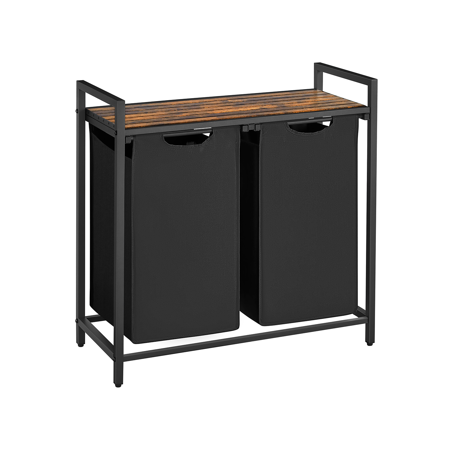 Wäschekorb Wäschekorb 2 leicht erweiterbare und abnehmbare Wäschesäcke aus Oxford-Stoff Metallrahmen 2 x 46 l 73 x 33 x 72 cm rustikales Braun
