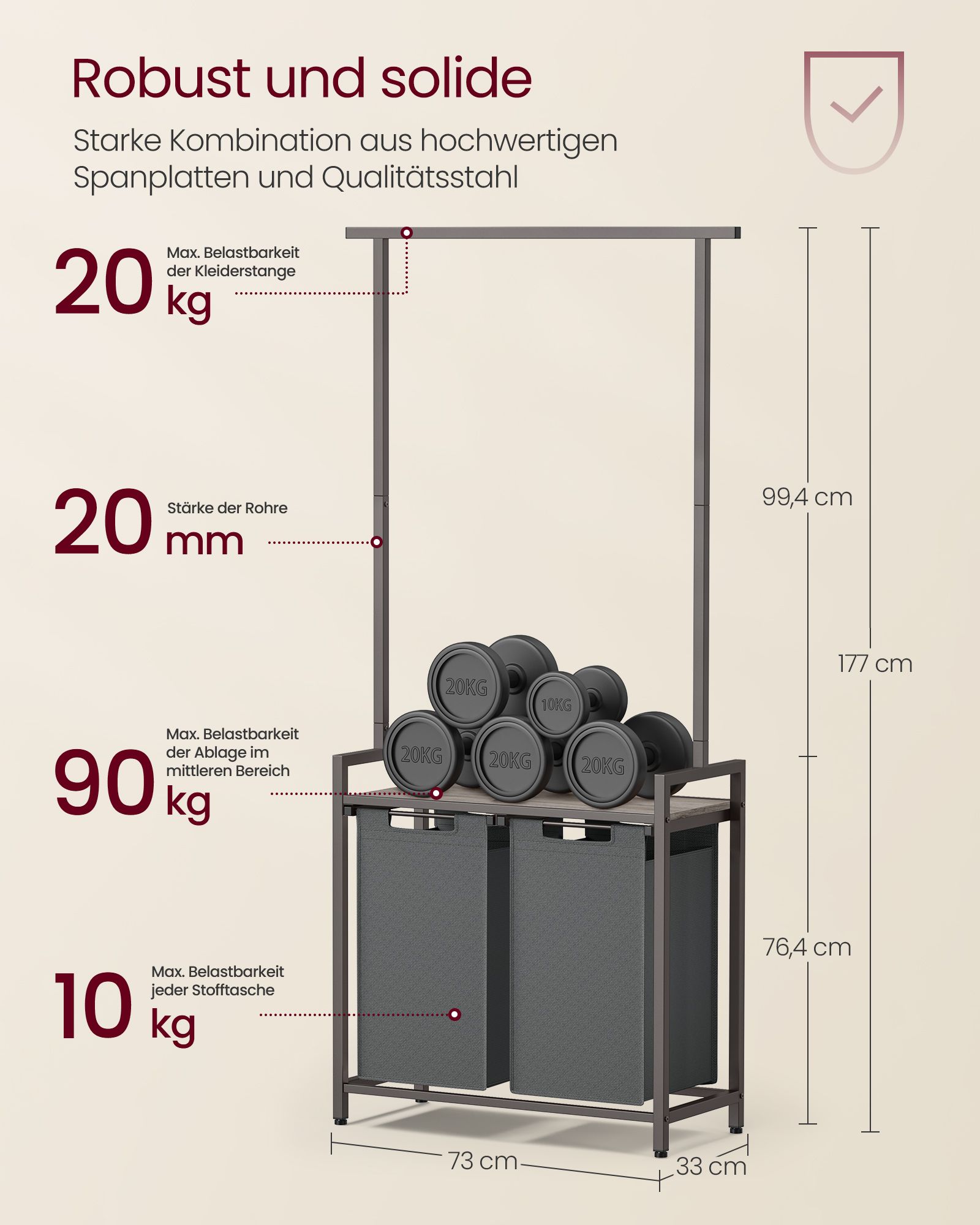 Skalbyklės krepšys 2 x 46 L pilkai pilkos spalvos
