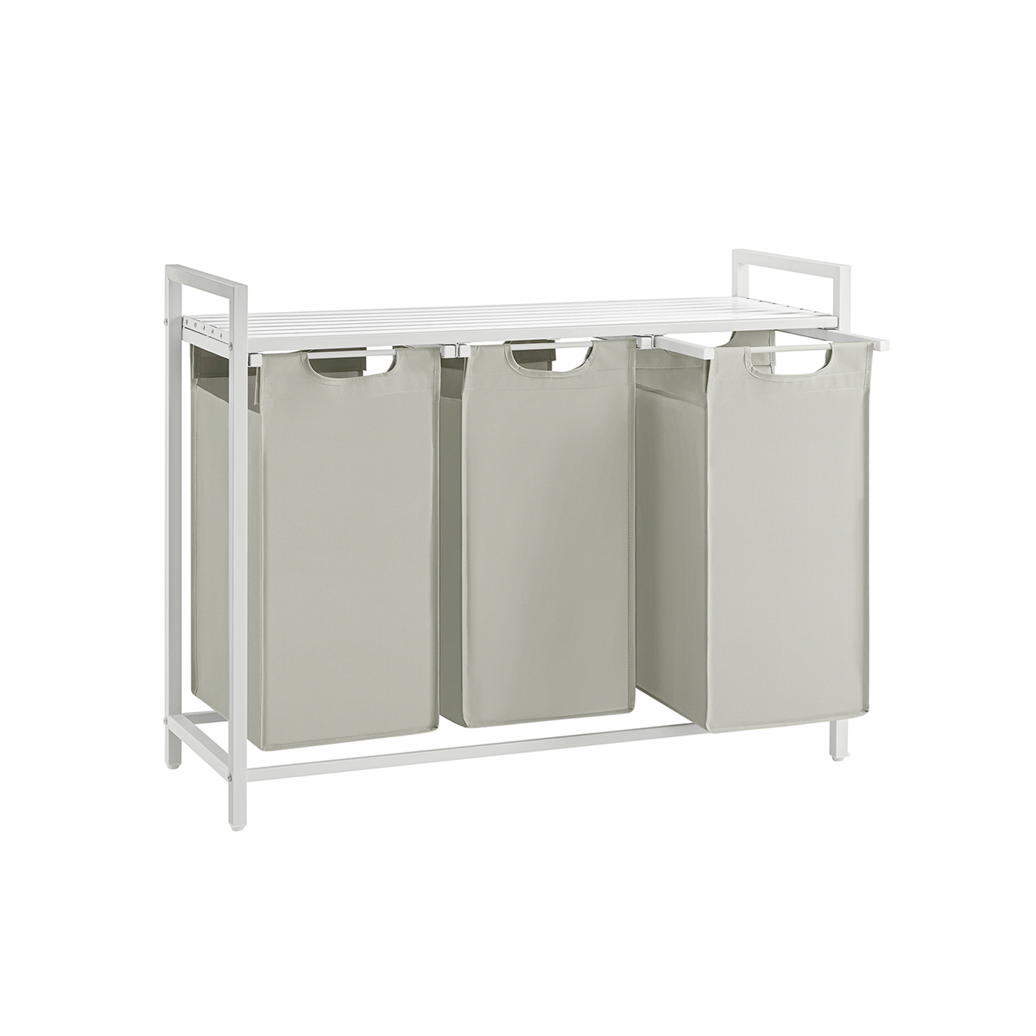 Wäschekorb 3 x 38 L mit 1 Ablage weiß