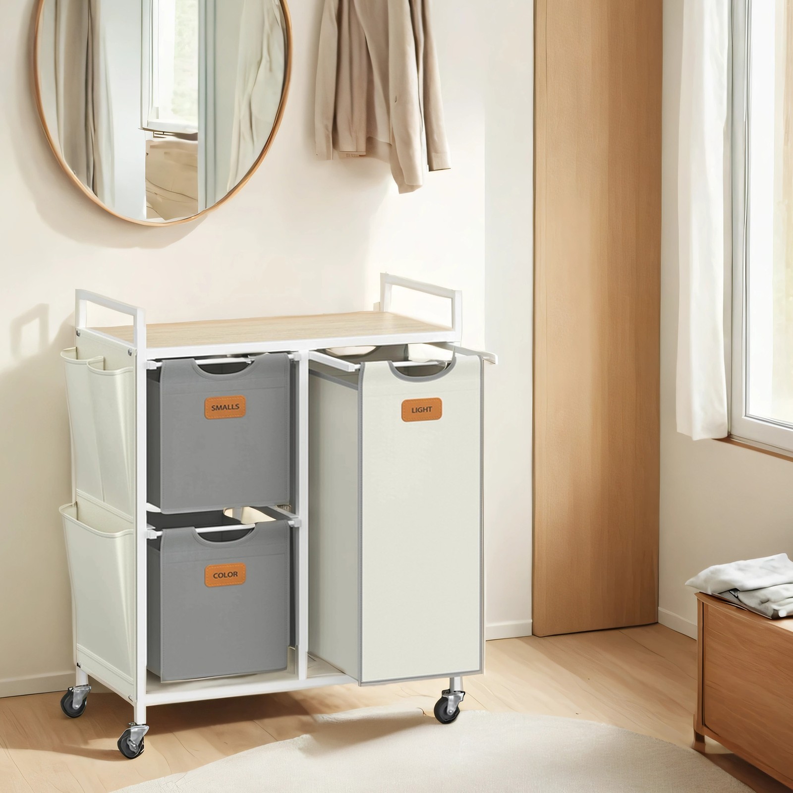 Tvättkorg, 68,6x33x80,5 cm, Beige